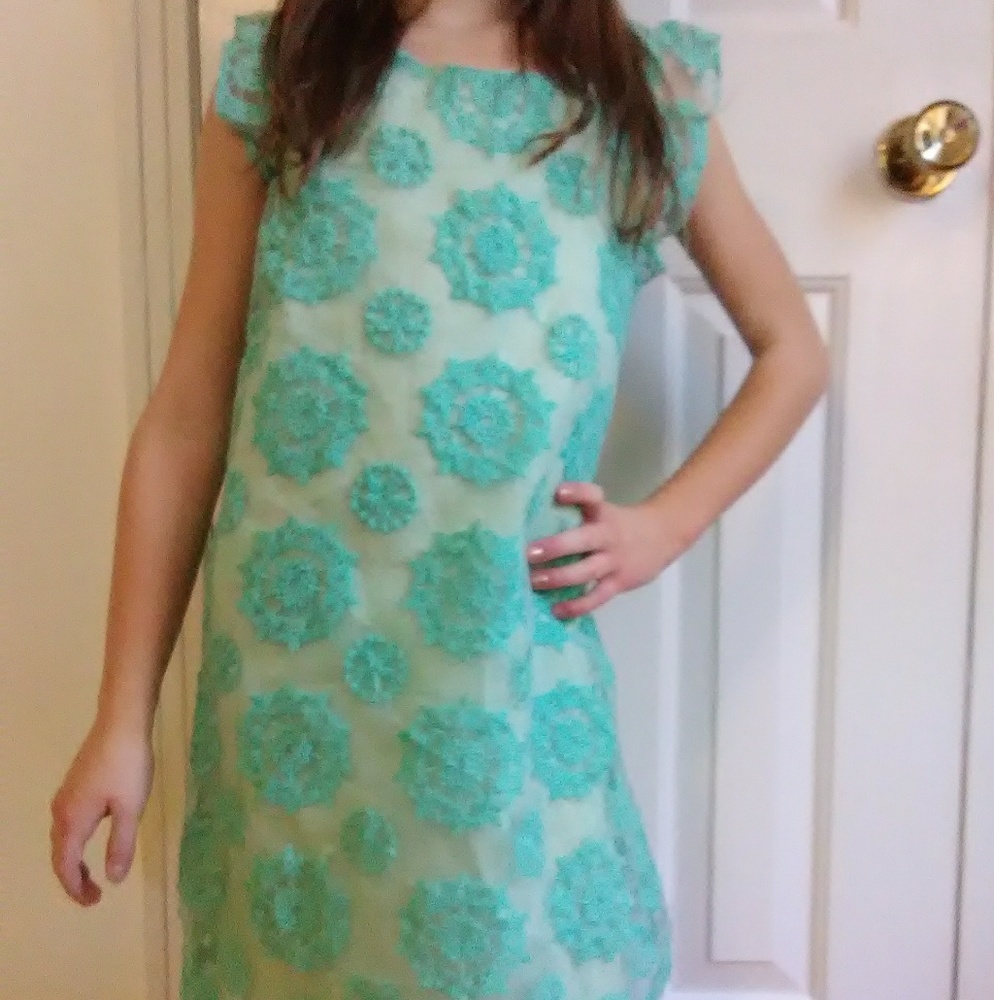 Girls 7-8 Teal Blue Dress